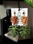 Forest Monstera Dangle Earrings