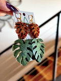 Forest Monstera Dangle Earrings
