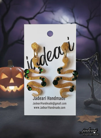 Emerald Fortune Serpent Dangle Earrings