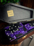Amethyst Night Sky Bats Dominoes Set in Coffin Storage Box