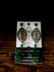 Emerald Glitter Garden Serpent Dangle Earrings