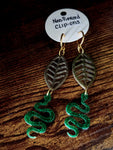 Clip-Ons: Garden Serpent Dangle Earrings for Non-Pierced Ears