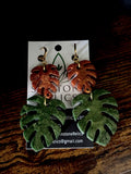 Forest Monstera Dangle Earrings