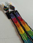 Geometric Rainbow Fringe Beaded Dangles