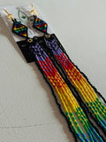 Geometric Rainbow Fringe Beaded Dangles