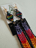 Geometric Rainbow Fringe Beaded Dangles