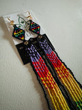 Geometric Rainbow Fringe Beaded Dangles