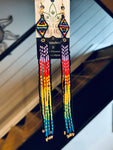 Geometric Rainbow Fringe Beaded Dangles