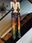 Geometric Rainbow Fringe Beaded Dangles