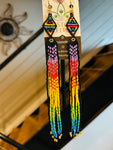 Geometric Rainbow Fringe Beaded Dangles