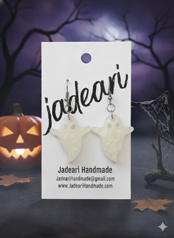 Ghost Dangle Earrings in Pearl White