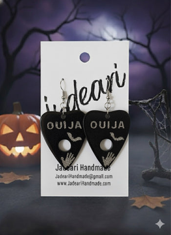Ouija Planchette Dangle Earrings in Onyx