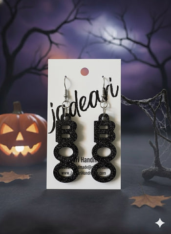 Boo Dangle Earrings in Glitter Onyx