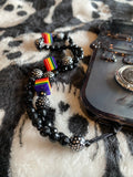 Rainbow Brite Black Beaded Phone Strap Wristlet