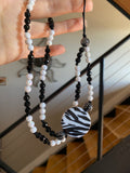 Zebra Beaded Phone Strap Wristlet