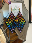 Rainbow Geometric Beaded Diamond Dangles