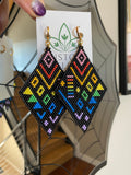 Rainbow Geometric Beaded Diamond Dangles