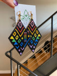 Rainbow Geometric Beaded Diamond Dangles