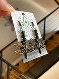 Jade Bronze Dragonfly Dangles